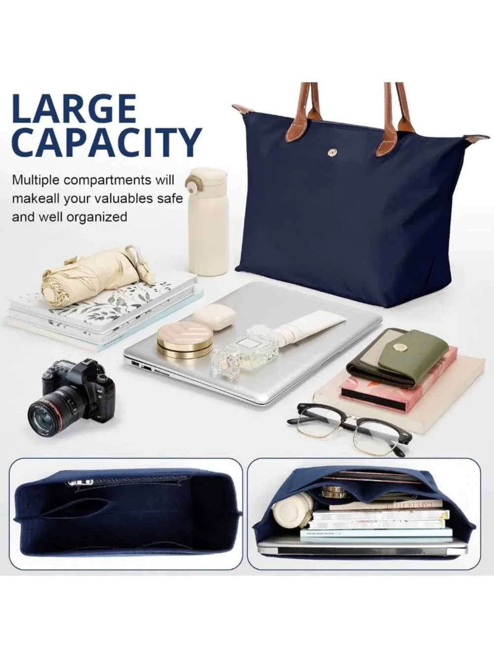 Stylish Tote Bag for Women with Purse Organizer Insert - Perfect for Everyday